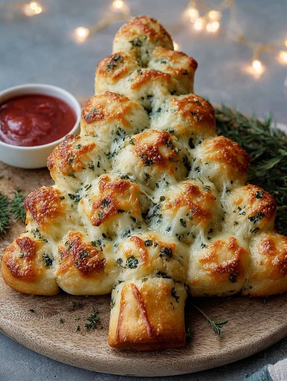 Cheesy Christmas Tree Bread Christmas appetizer