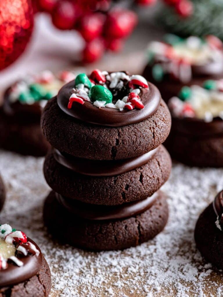 Chocolate Thumbprint Christmas Cookies