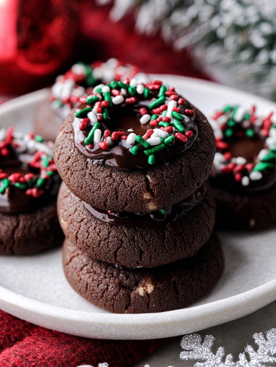 Chocolate Thumbprint Christmas Cookies