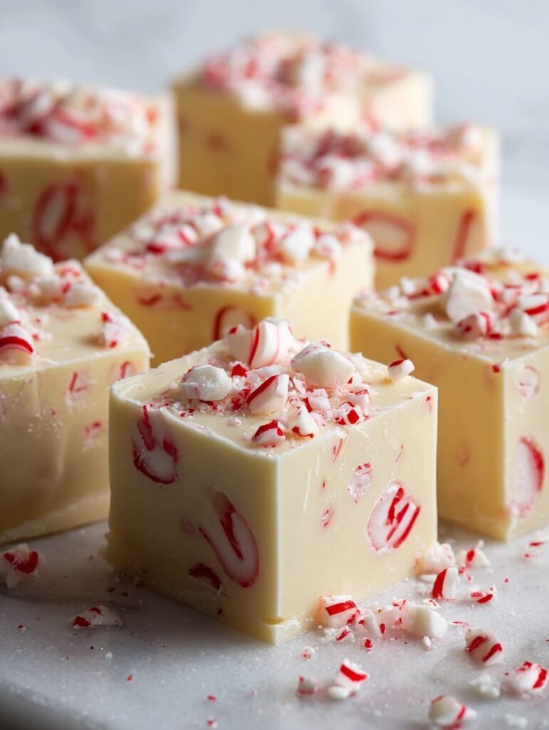 Christmas White Chocolate Peppermint Fudge