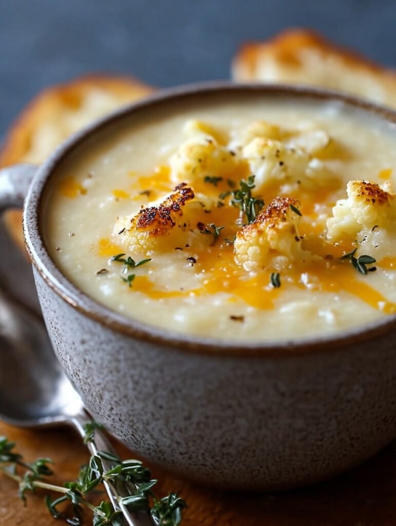 Creamy Cheddar Cauliflower & Roasted Garlic Soup Recipe Guide