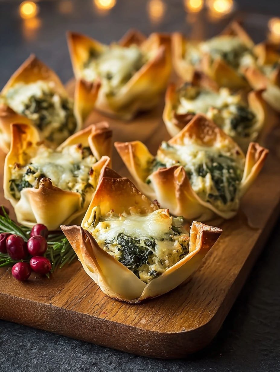 Easy Spinach Artichoke Wonton Cups Christmas Appetizers