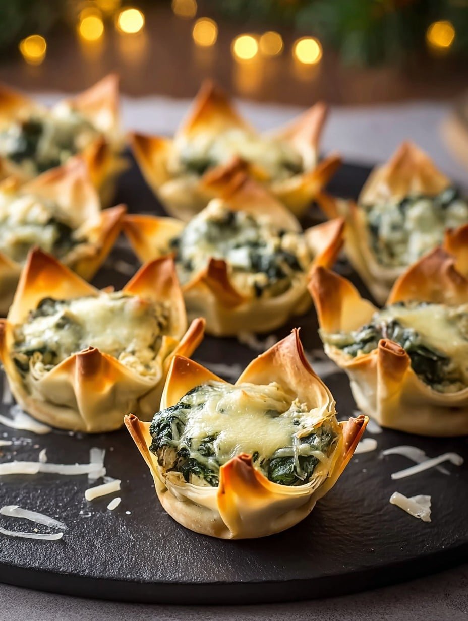 Easy Spinach Artichoke Wonton Cups Christmas appetizers