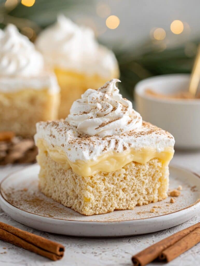 Eggnog Poke Cake Recipe – Cozy, Creamy & Full of Holiday Cheer