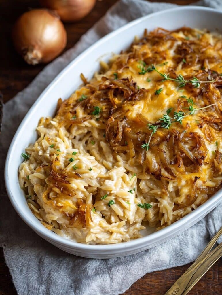 French Onion Orzo Bake: My Laid-Back, Cozy Weeknight Showstopper