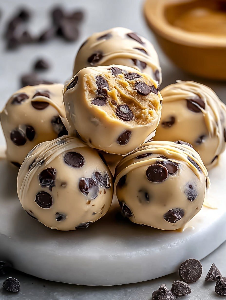 Frozen Greek Yogurt Peanut Butter Bites with Chocolate Chips