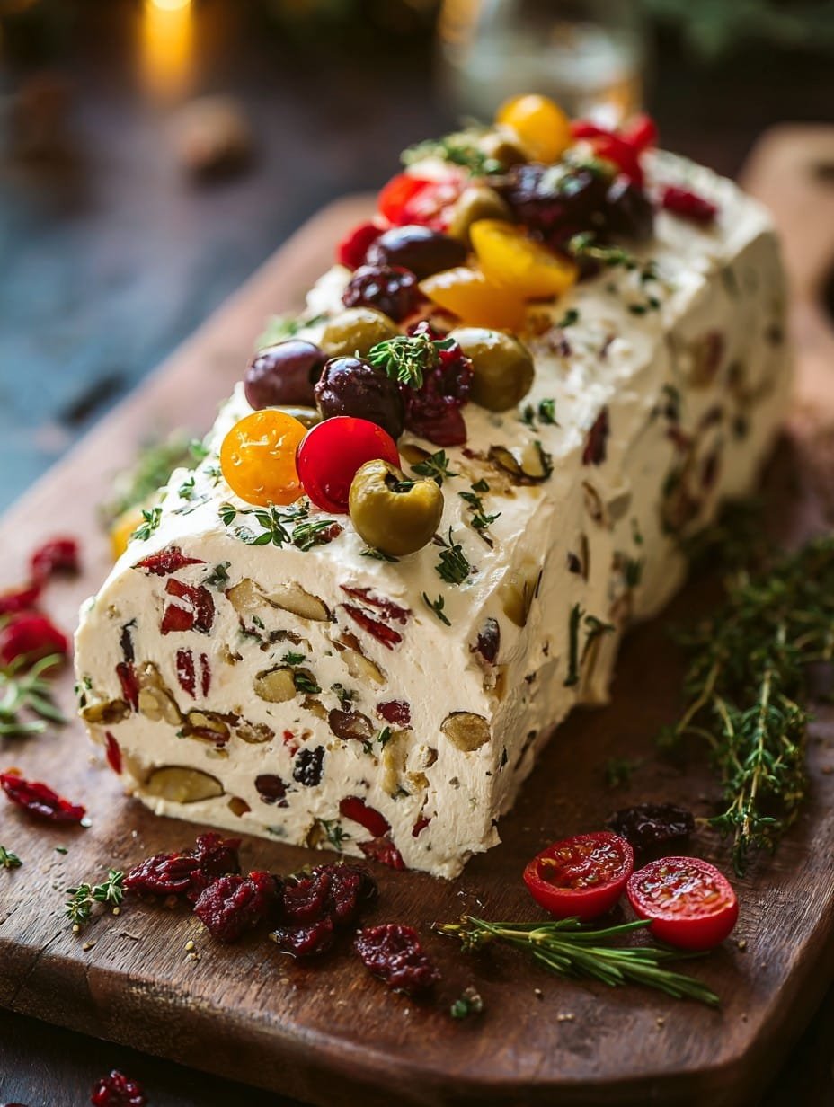 Holiday Antipasto Cream Cheese Log, Italian Christmas appetizers