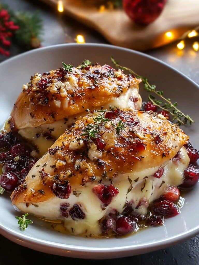 Holiday Cranberry Brie Stuffed Chicken