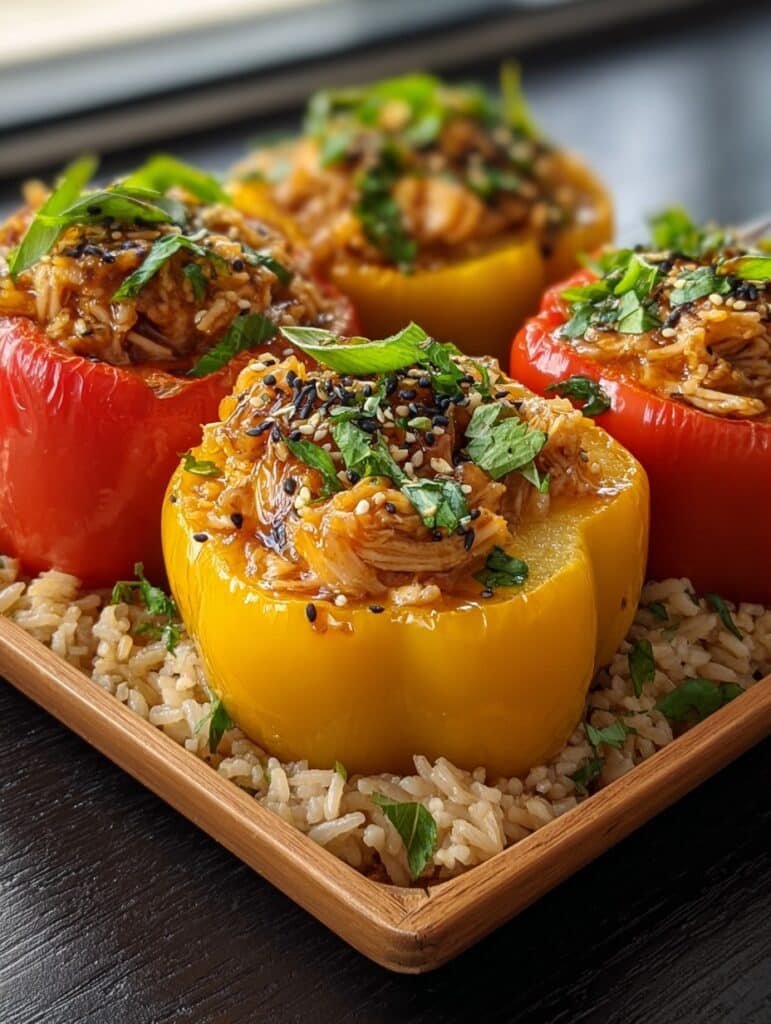 Teriyaki Pineapple Chicken & Rice Stuffed Peppers Delight Recipe
