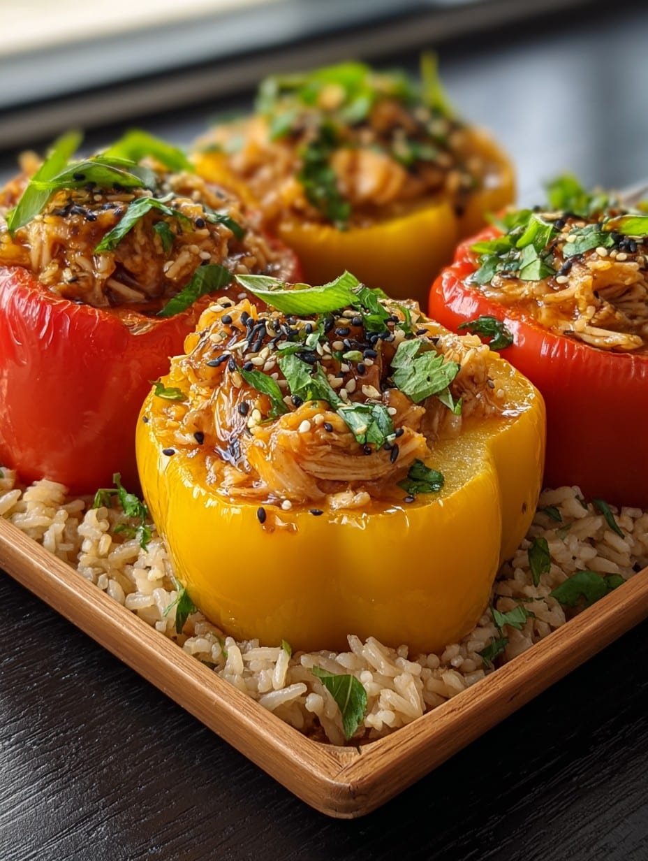 Teriyaki Pineapple Chicken & Rice Stuffed Peppers Delight