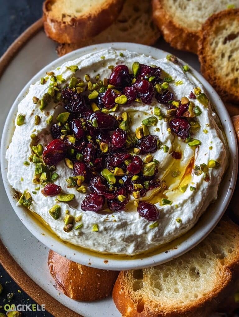 Whipped Feta Dip with Honey, Pistachios, and Cranberries