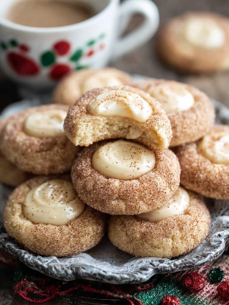 Eggnog Snickerdoodle Thumbprint Cookies For Christmas Treats