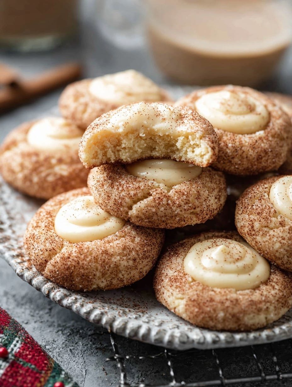 Eggnog Snickerdoodle Thumbprint Cookies For Christmas