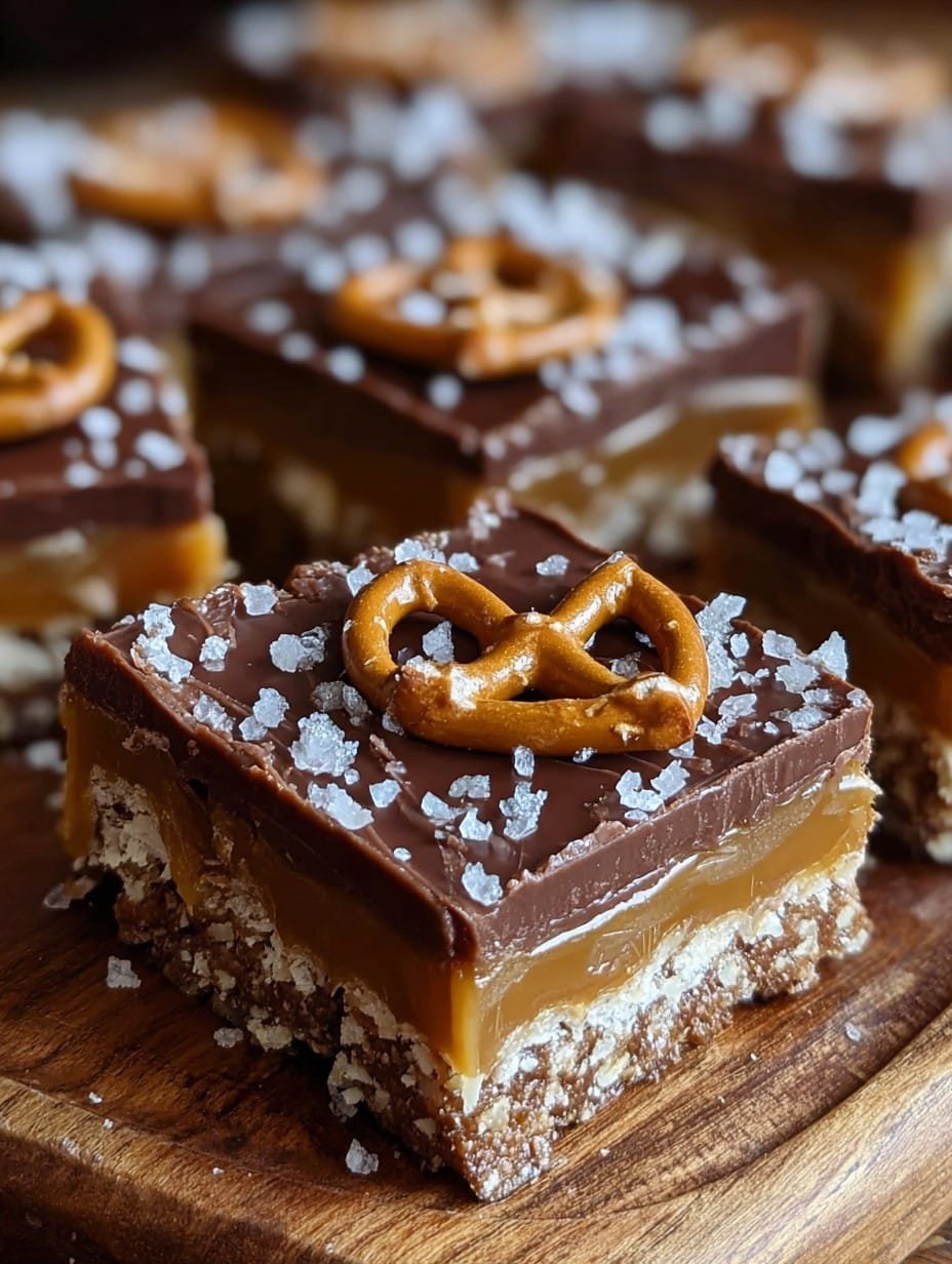 No-Bake Salted Caramel Pretzel Bars Recipe