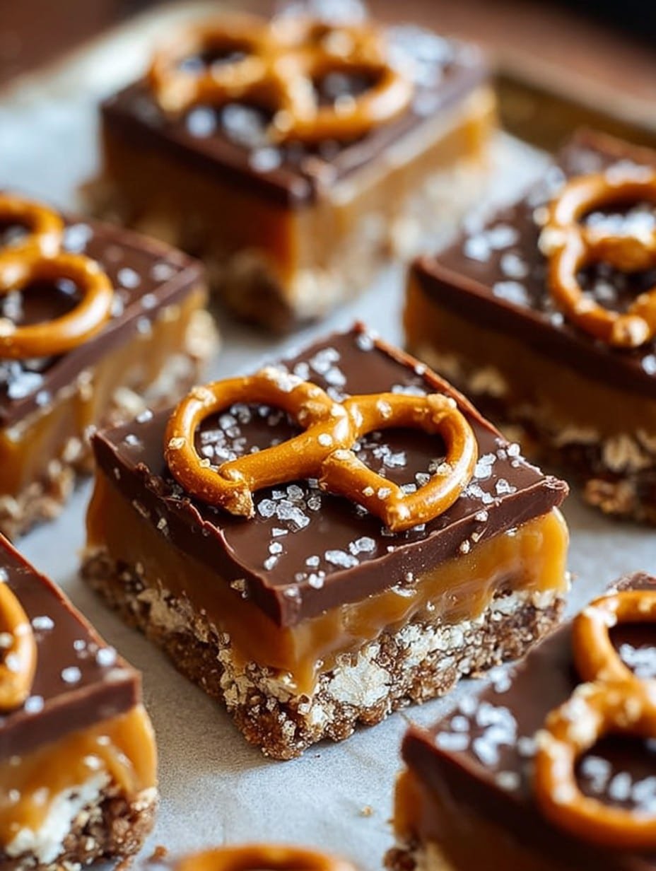 No-Bake Salted Caramel Pretzel Bars Recipe