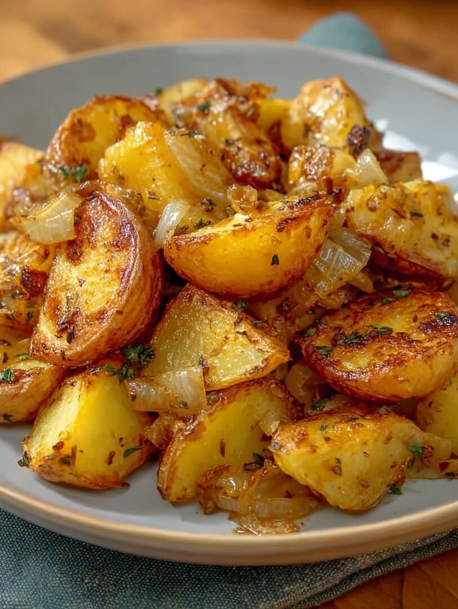 OVEN FRIED POTATOES & ONIONS Recipe