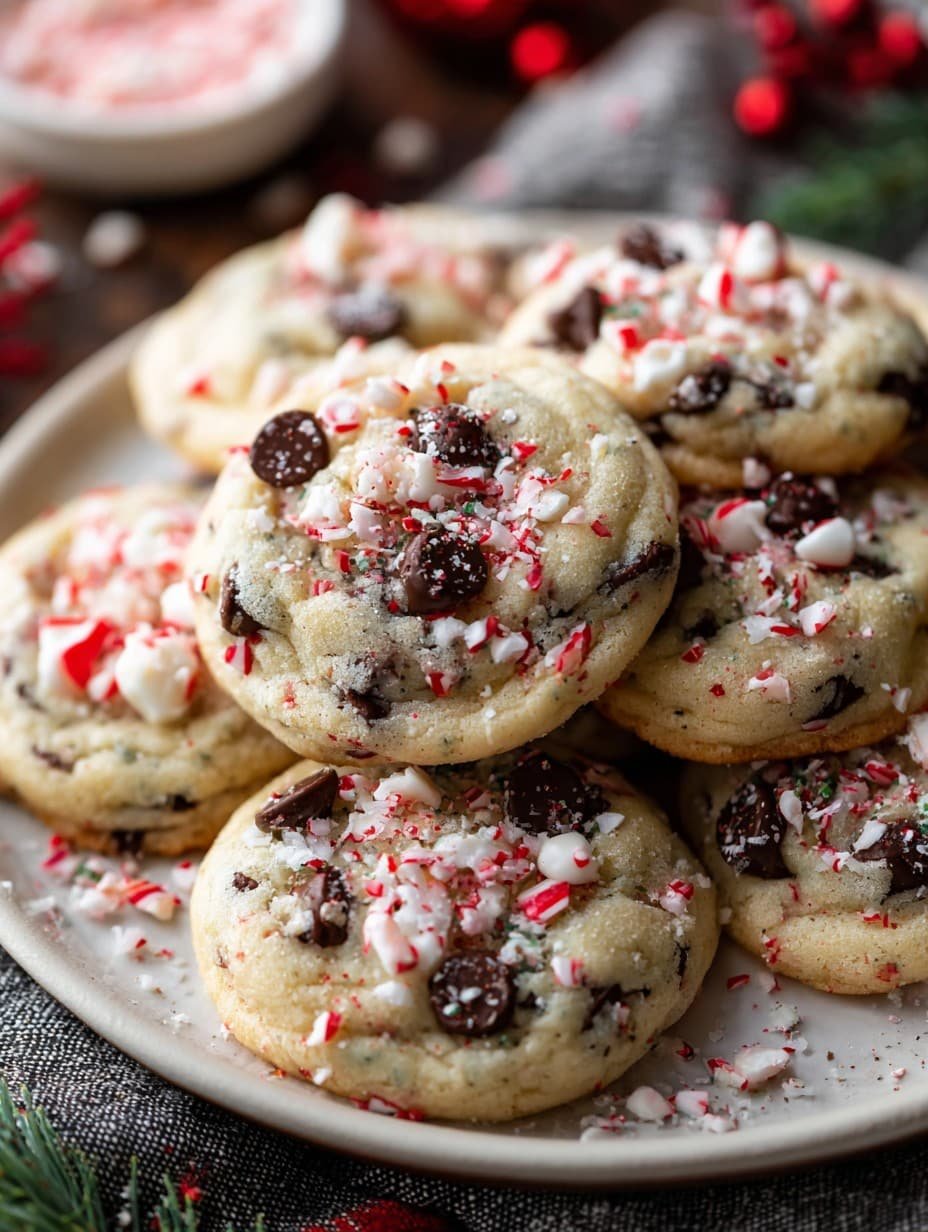 Peppermint Chocolate Chip Christmas Cookies