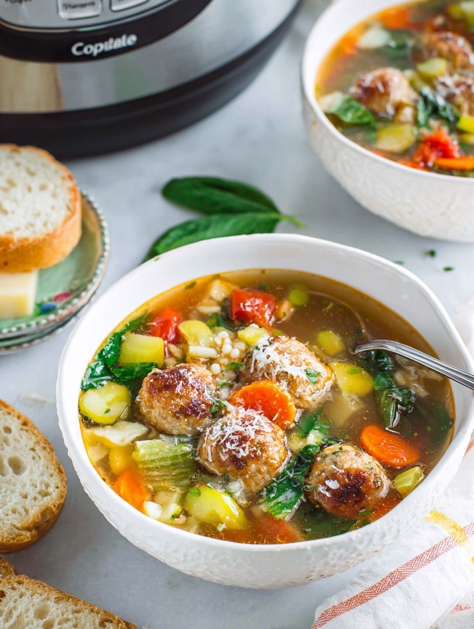 Slow Cooker Chicken Meatball & Veggie Soup