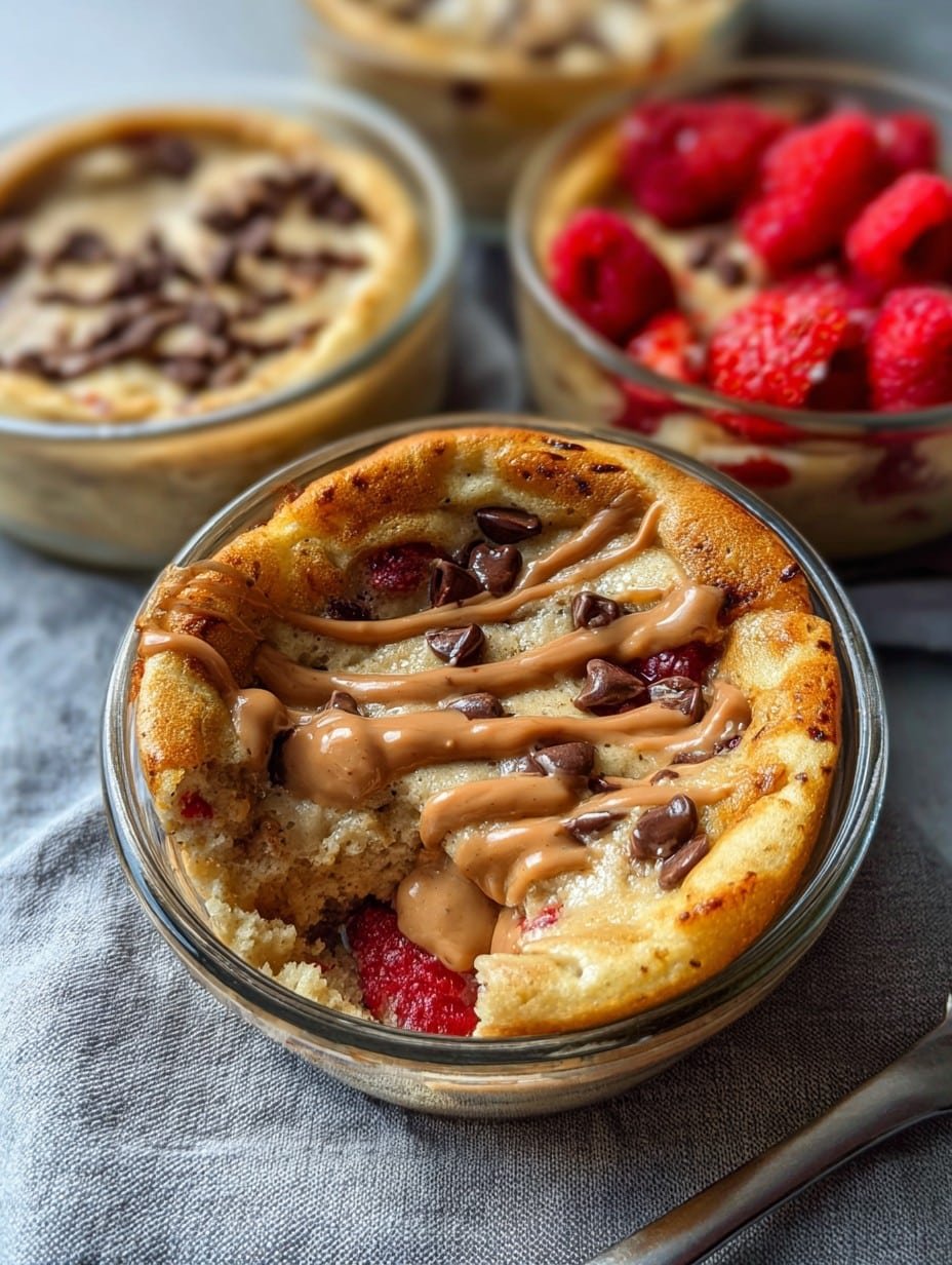Baked Protein Pancake Bowls- great for meal prep and no banana needed!