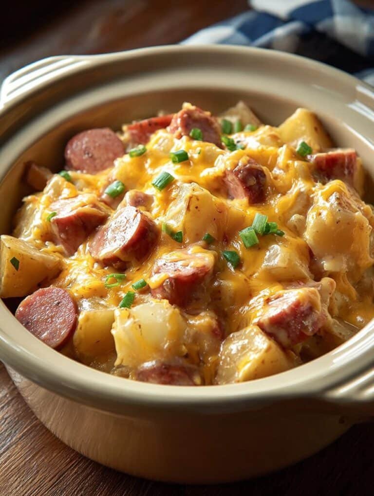 Crockpot Cheesy Potatoes and Kielbasa Recipe You’ll Crave