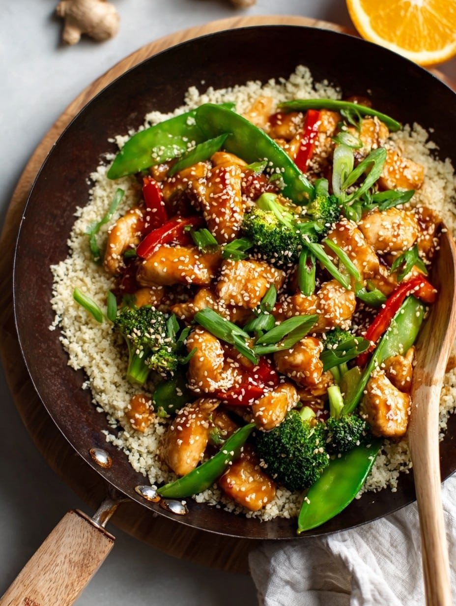 Healthy Orange Chicken Stir Fry with Cauliflower Rice Recipe 1 Healthy Orange Chicken Stir Fry with Cauliflower Rice Recipe