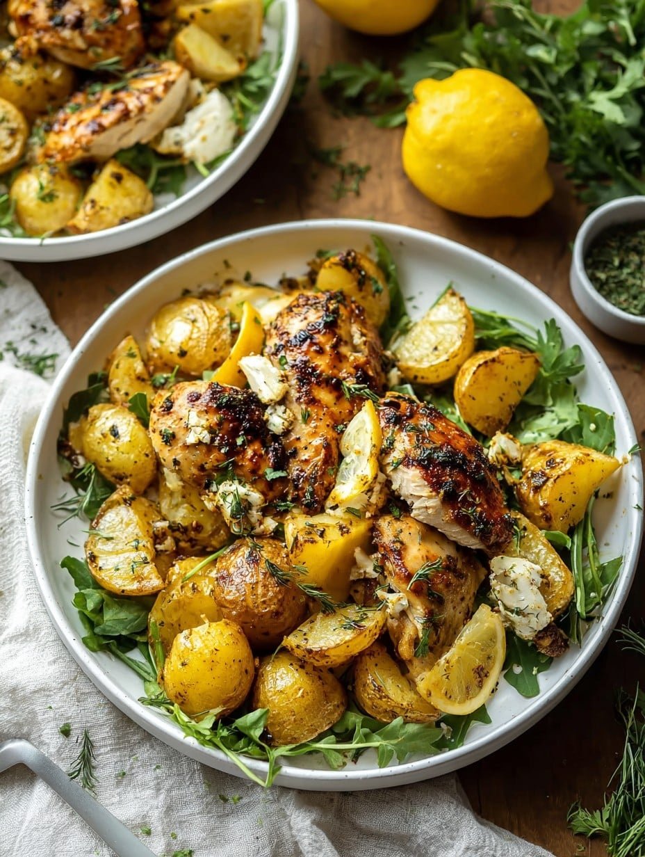 Lemon Garlic Chicken and Potatoes Bake Recipe