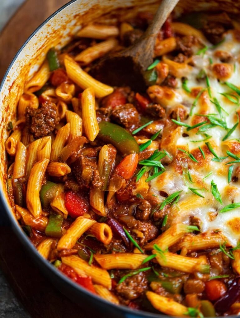 One Pot Cajun Beef Pasta with lots-of-veg: Easy Family Favourite