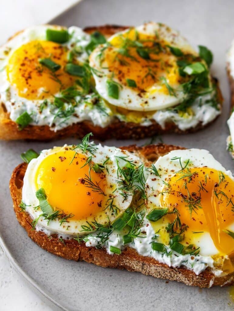 Smashed Egg Toasts with Herby Lemon Yogurt – My Lazy Brunch Fix