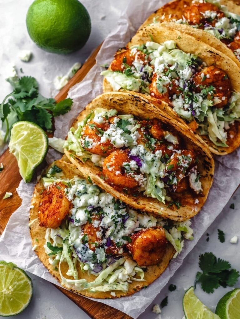 Spicy Shrimp Tacos with Garlic Cilantro Lime Slaw Guide