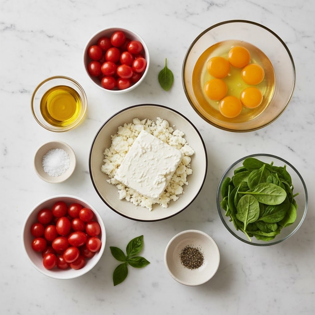 Baked Feta Eggs with Tomatoes and Spinach