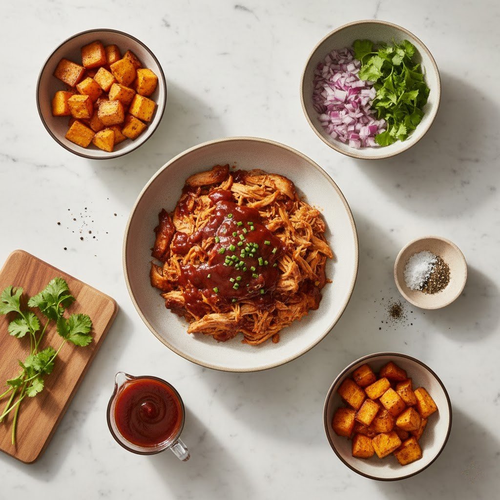 BBQ Chicken & Roasted Sweet Potato Bowls