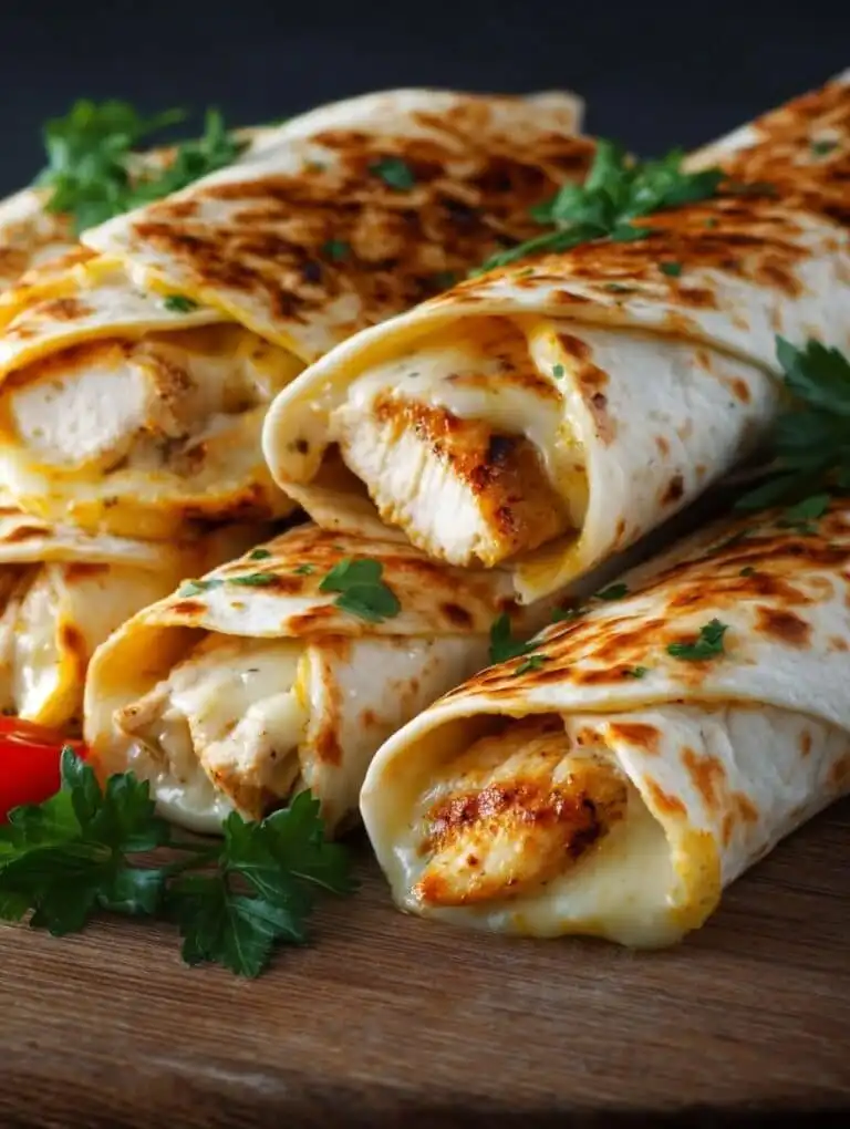Cheesy Garlic Chicken Wraps