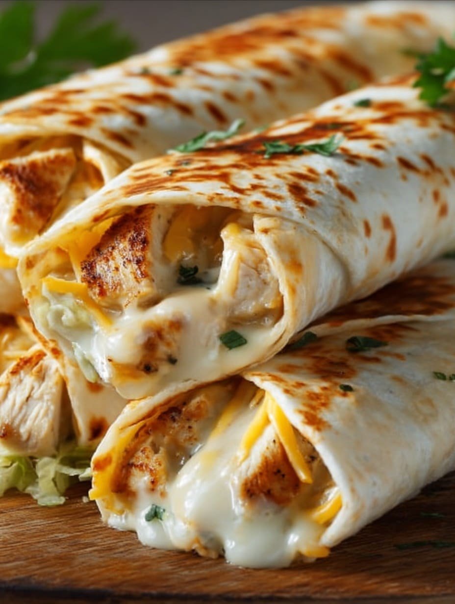 Cheesy Garlic Chicken Wraps
