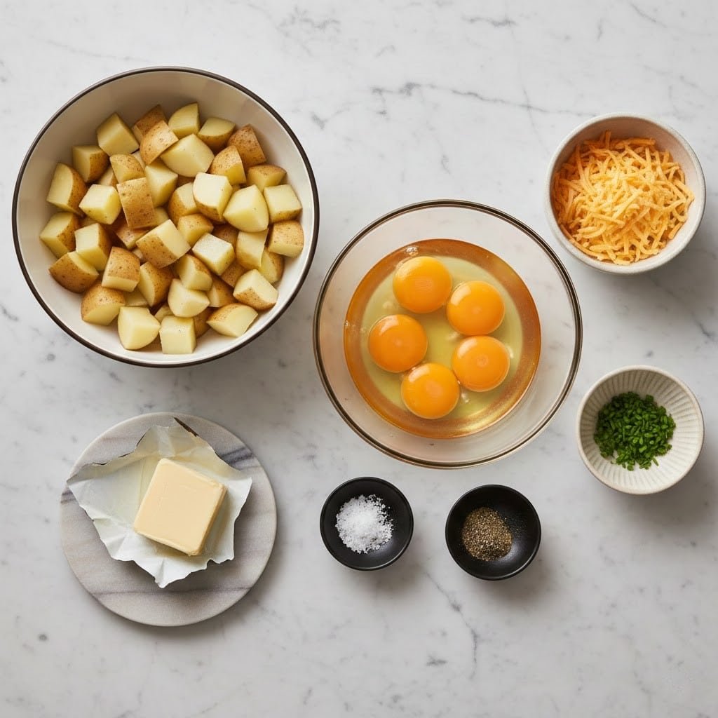Cheesy Potato Egg Scramble