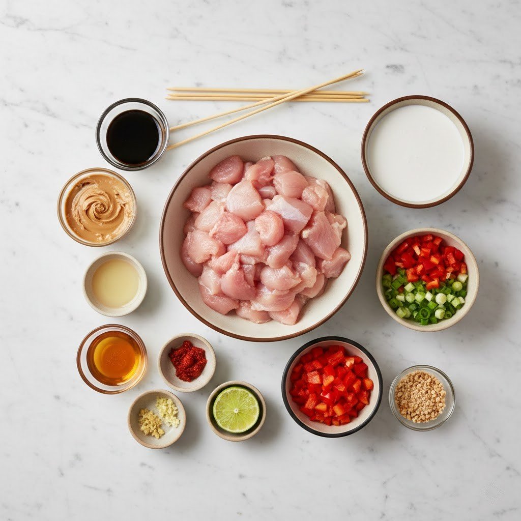 Easy Make-Ahead Thai Peanut Chicken Satay Freezer Meal Prep