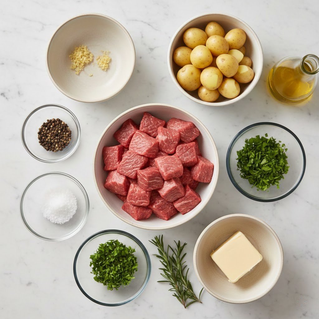 Garlic Butter Beef Bites with Potatoes Recipe
