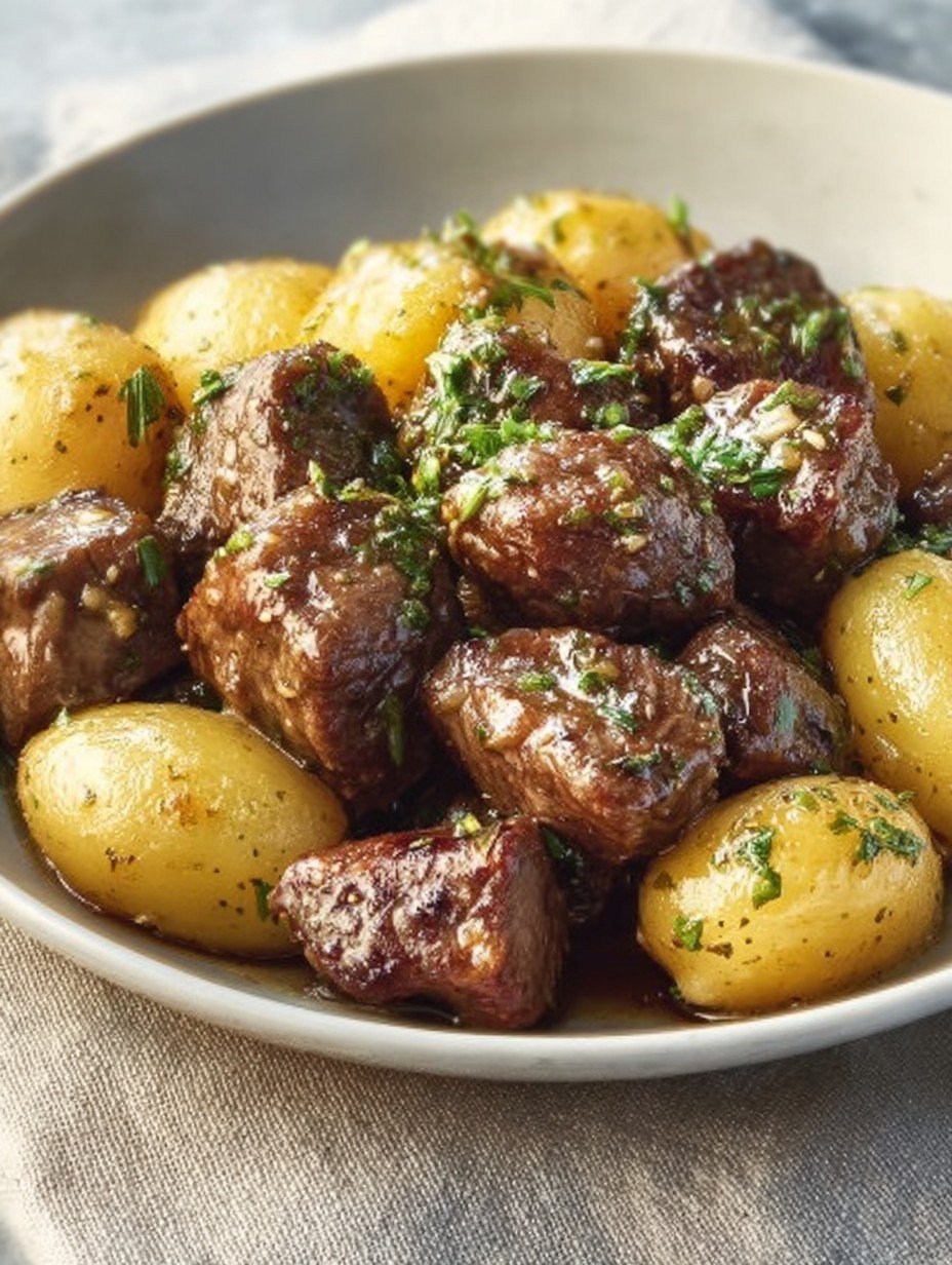 Garlic Butter Beef Bites with Potatoes Recipe