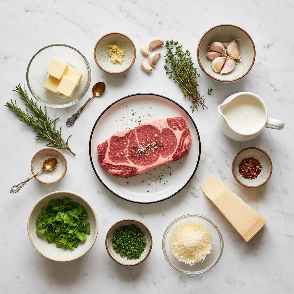 Garlic Butter Steak With Parmesan Cream Sauce