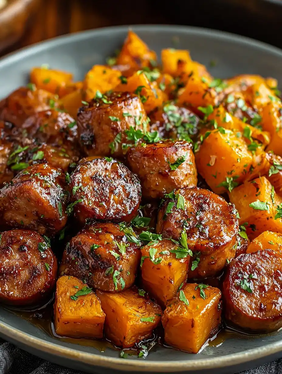 Sausage and Sweet Potatoes with Honey Garlic Sauce Recipe