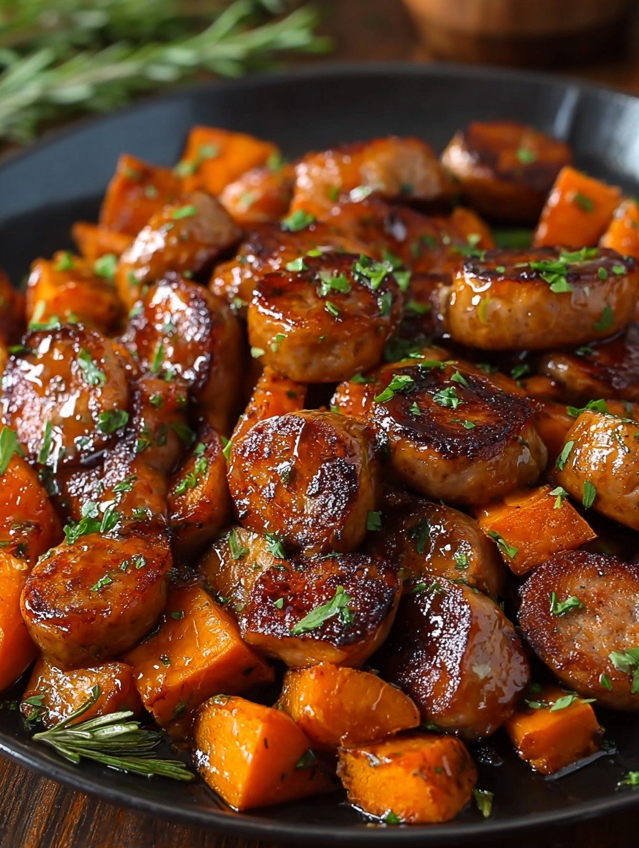 Sausage and Sweet Potatoes with Honey Garlic Sauce
