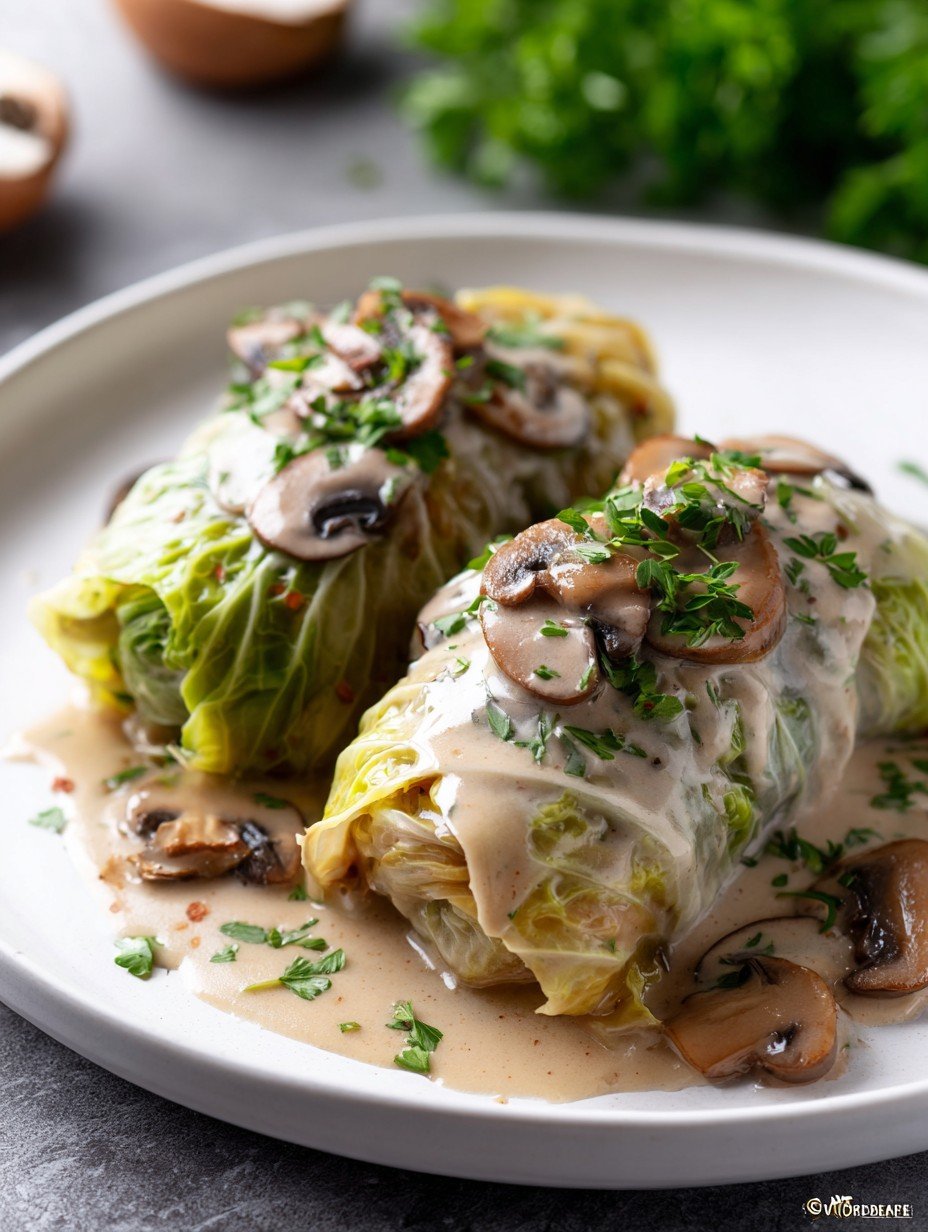 Stuffed Cabbage Rolls with Mushroom Sauce