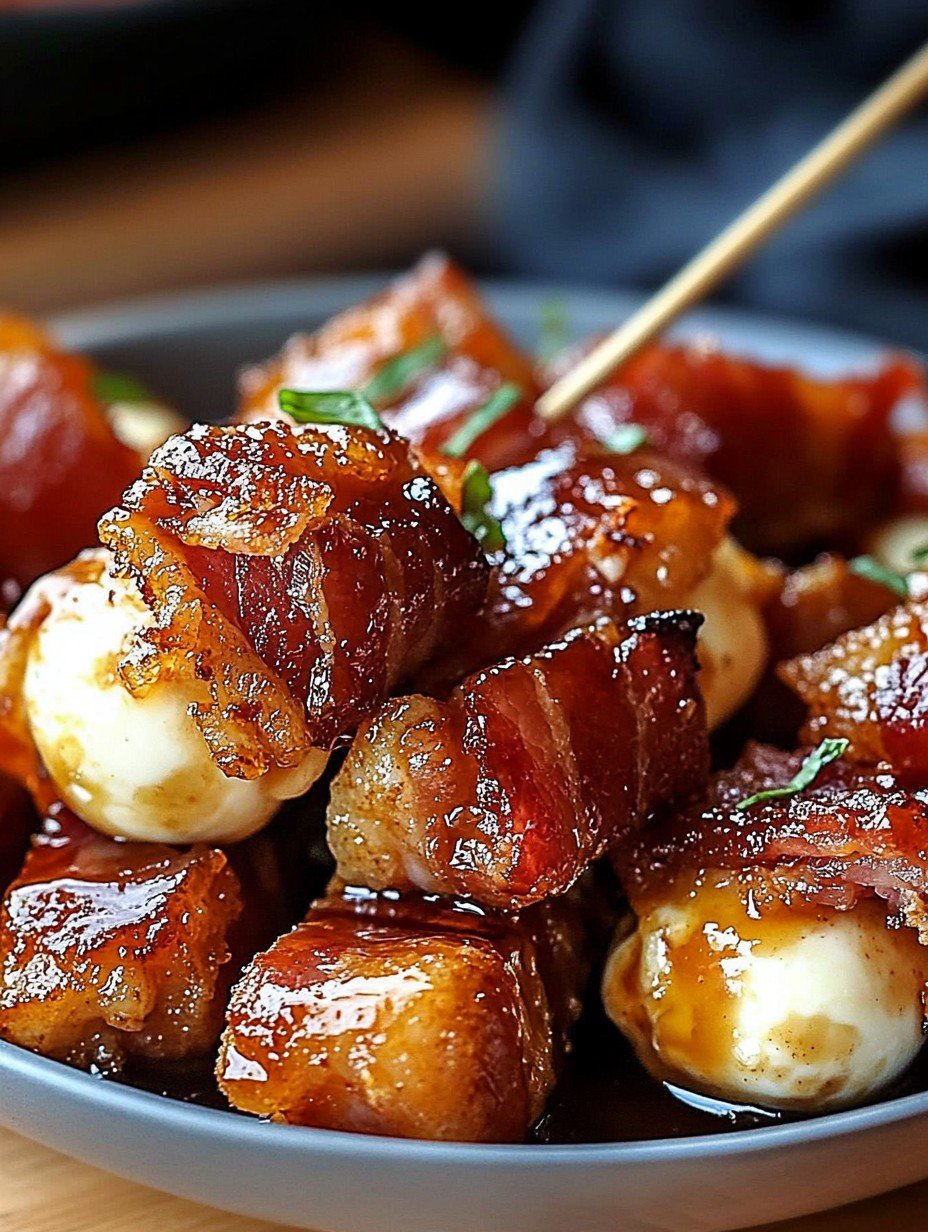 Sweet & Salty Bacon Mozzarella Poppers for Late Night Cravings 1 Sweet & Salty Bacon Mozzarella Poppers for Late Night Cravings (With a Secret Maple Glaze)