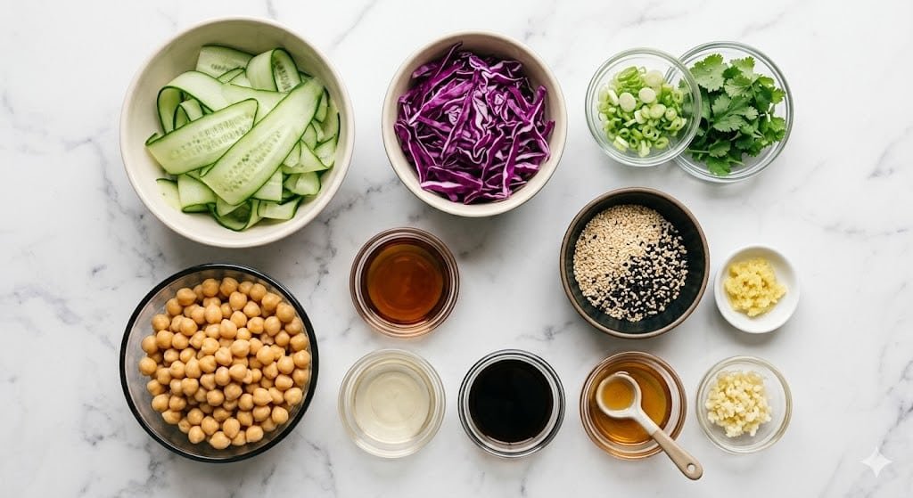 Asian Cucumber and Chickpea Slaw with Sesame Dressing