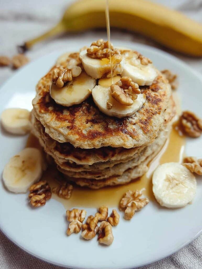 Banana Sourdough Pancakes with Walnuts (vegan)