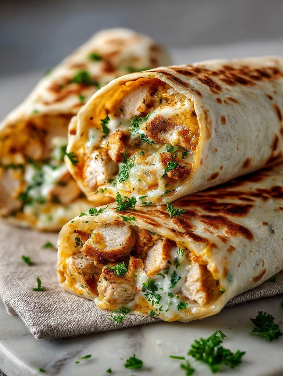 Cheesy Garlic Chicken Wraps Recipe