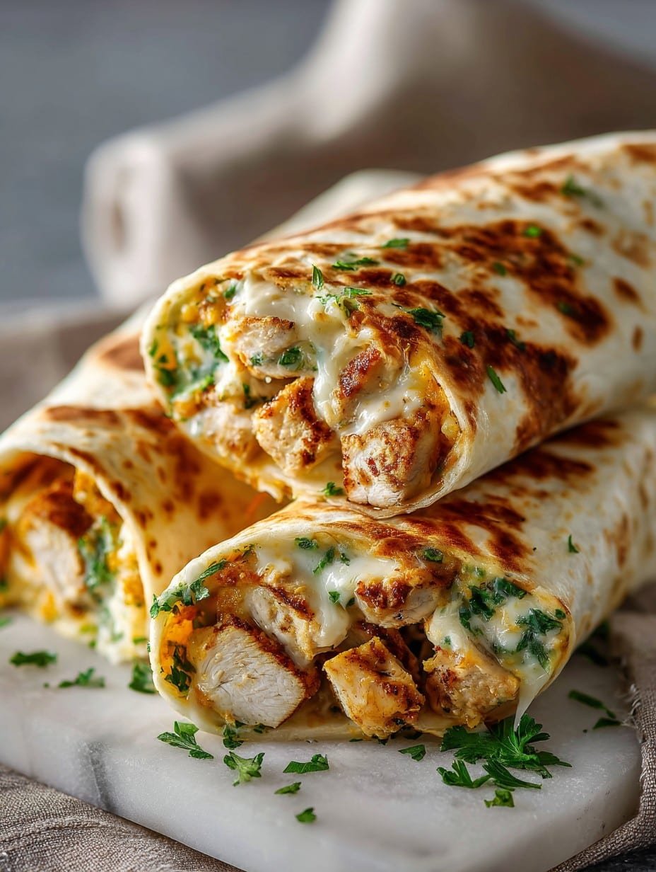Cheesy Garlic Chicken Wraps Recipe