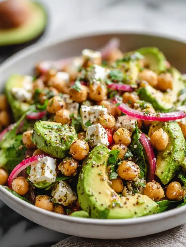 Chickpea Feta Avocado Salad