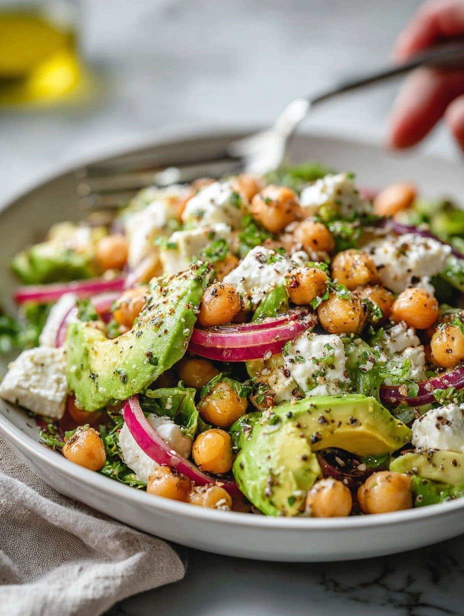 Chickpea Feta Avocado Salad