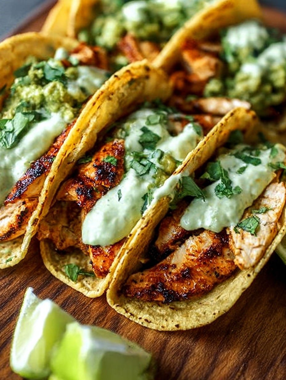 Chipotle Chicken Tacos with Avocado Cream