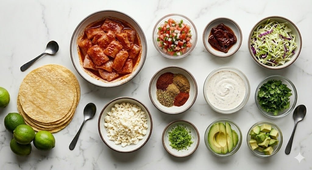 Chipotle Chicken Tacos with Avocado Cream